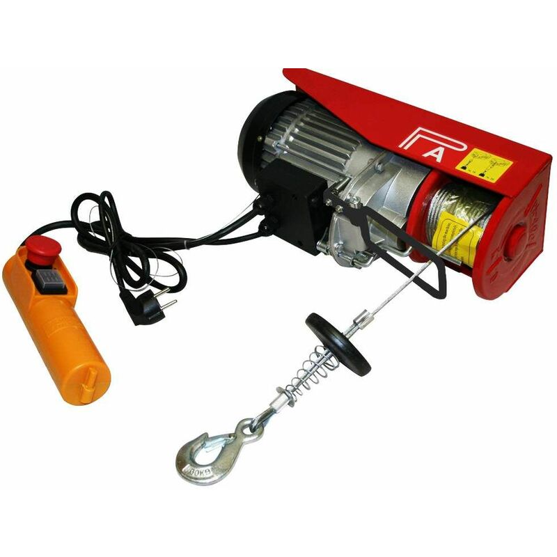 Var-PA200M Treuil palan électrique 230V 100 / 200KG 510W avec télécommande - Rouge - Varan Motors