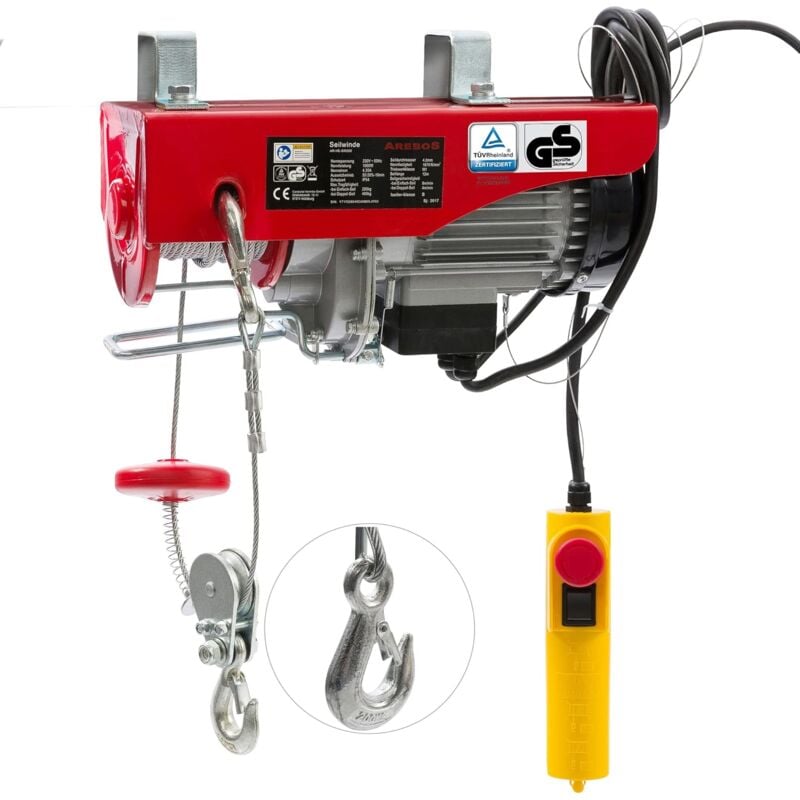 Treuil Palan électrique Treuil à câble électrique Potence Pivotante 200/400 kg - Rouge - Arebos