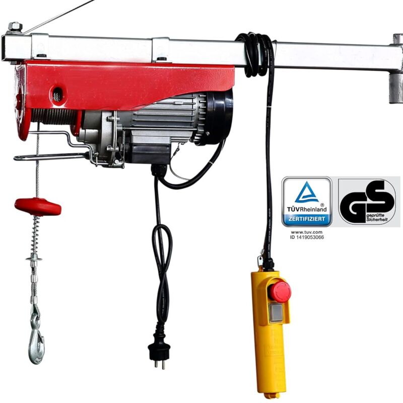 Treuil Palan électrique Treuil à câble électrique Potence Pivotante 500/1000 kg - rouge