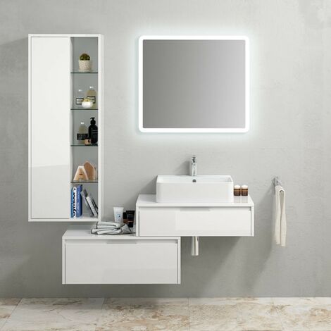 Mobile bagno sospeso Loto09 cm 120x190x46 laccato lucido nero