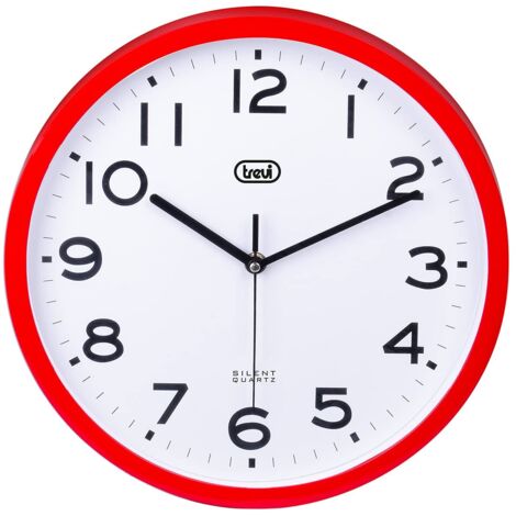 Trevi Orologio da Parete Analogico 30cm Movimento Silenzioso Sweep Rosso