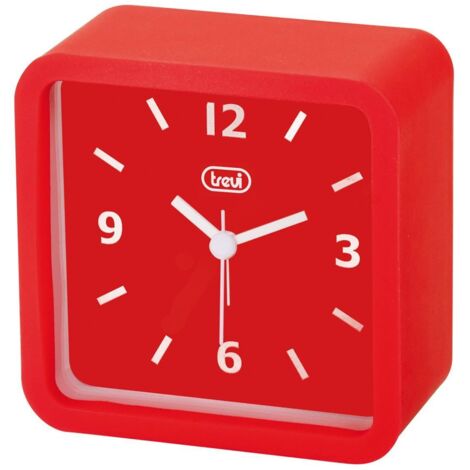 Trevi SL 3820 Sveglia con Grande Quadrante, Finitura Gommata e Cover Silicone Antiurto, Movimento Silenzioso Sweep, Appendibile a Parete, Rosso