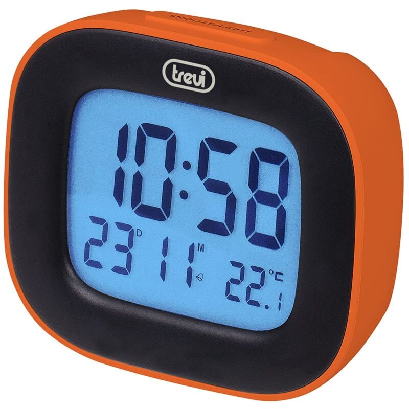 Image of Trevi - sld 3875 Orologio Digitale con Display lcd, Sveglia, Termometro, Calendario e Funzione Snooze, Arancio