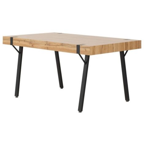Treviso Dining Table - L90 x W150 x H76 cm - Light Oak Effect/Black
