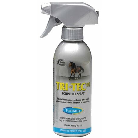 FARNAM TRI-TEC 14 insettorepellente per cavalli contro tafani mosche e insetti volanti con filtro solare 300 ml