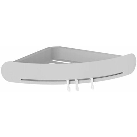 Triangle Baskets, Wall Mounted Bathroom Shelf Storage Organizer with 3 Hooks No Drilling - Gray