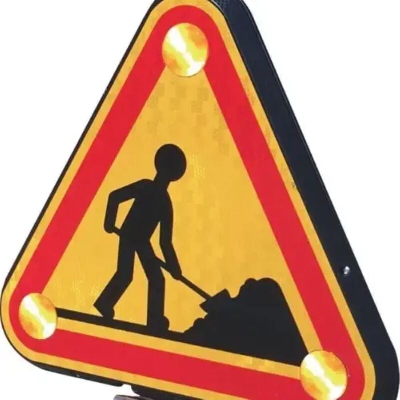 Triangle chantier double face 50 cm led classe 2 relevable CEA 79302