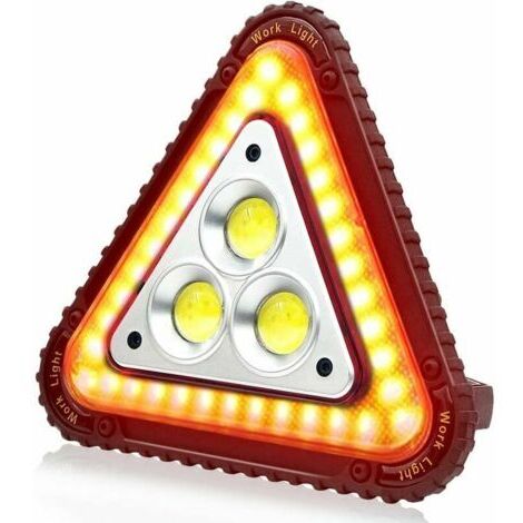 Triangle d'avertissement LED portable, lampe de travail LED portable, rechargeable par USB, projecteur triangulaire 4 modes COB pour réparation de voiture, projecteur 30 W