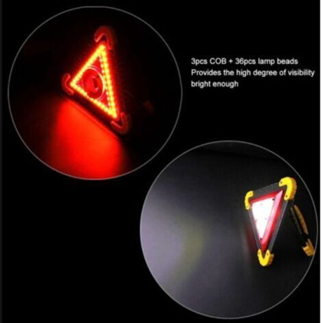 Triangle de Signalisation Voiture LED, Triangle Lumineux LED, Triangle d'urgence 10W avec Voyant Rouge, Panneau D'arrêt Triangle De Sécurité en Cas