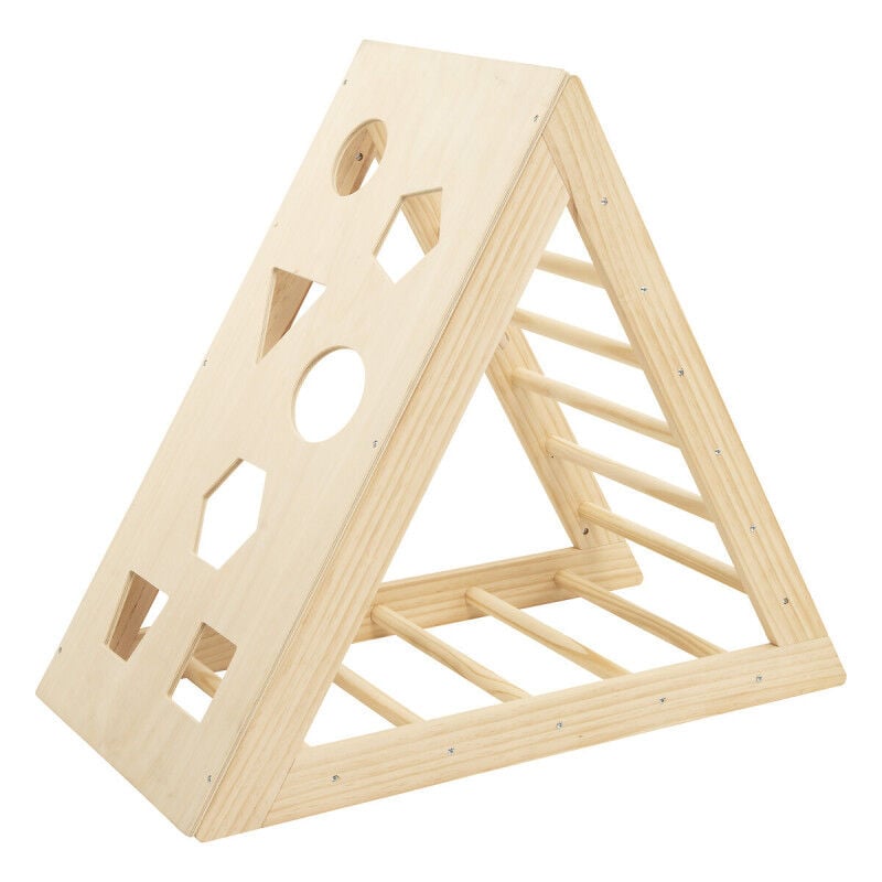 Atmosphera - Triangle d'escalade pour enfant en bois - Beige - l 78 x p 43,5 x h 90 cm - Livraison gratuite