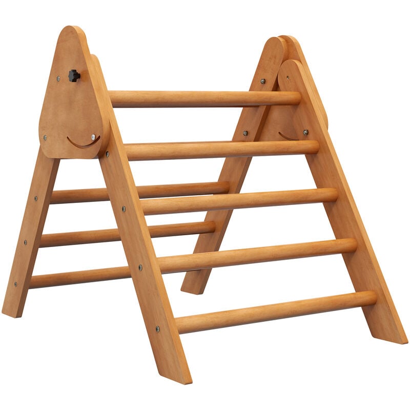 Triangle d'escalade enfant - aire de jeux pour enfants - mur escalade - pliable - bois de hêtre - Beige