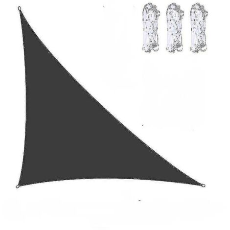 Triangle pare-soleil imperméable pour jardin, terrasse, auvent extérieur, abri de piscine, camping, 3x3x4,3 m / 4x4x5,7 m / 5x5x7,1 m, noir
