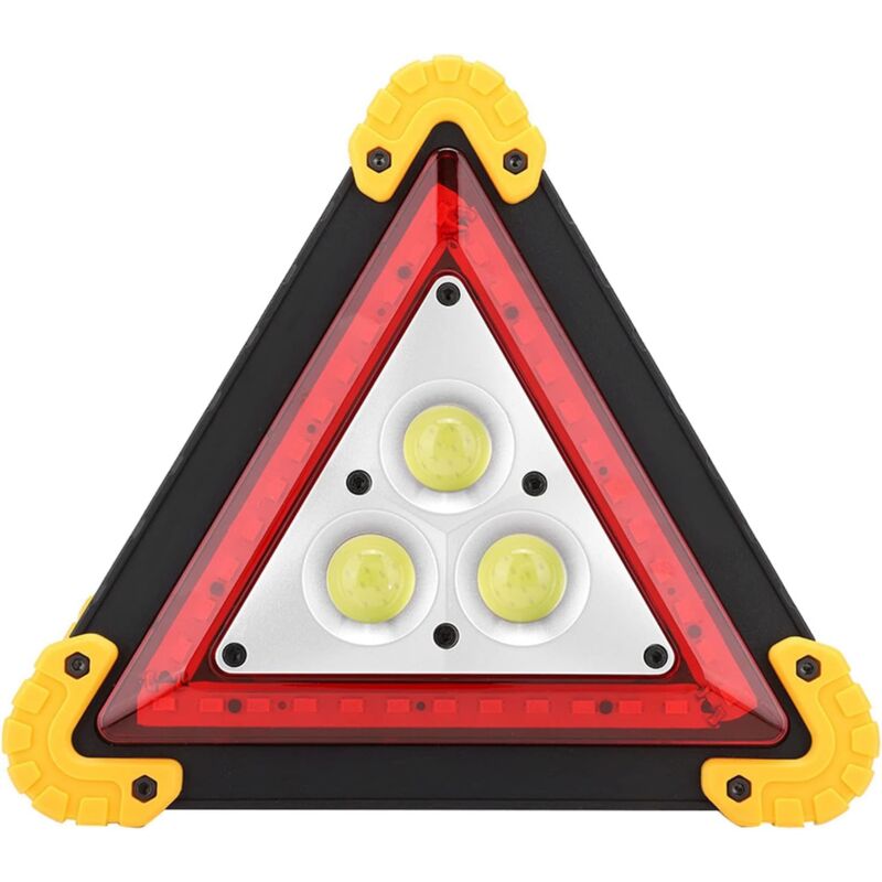 2 PCS Triangle signalisation Lumineux, Triangle Voiture LED, Triangle Lumineux, Triangle d'urgence 30W avec Voyant Rouge, Panneau D'arrêt Triangle De