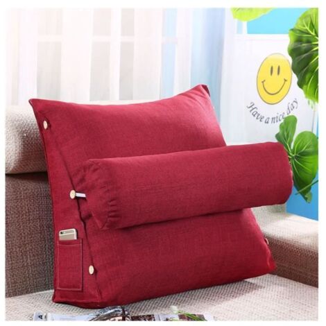 Triangle Wedge Coussin de Lecture avec soutien du cou, Support d\'coussin en Coin Coussins Lombaires de Chaise Vin rouge 454820cm
