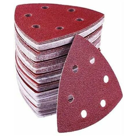 Triangles abrasifs 6 trous 93 x 93 x 93 mm grains 40/60/80/120/180/240 - triangle de poncage pour ponçage et polissage