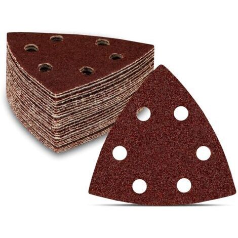 Triangles de Ponçage  50 pièces  6 trous  93 x 93 x 93 mm  grain 40  pour ponceuses delta  Feuilles Abrasives  Papier Abrasif