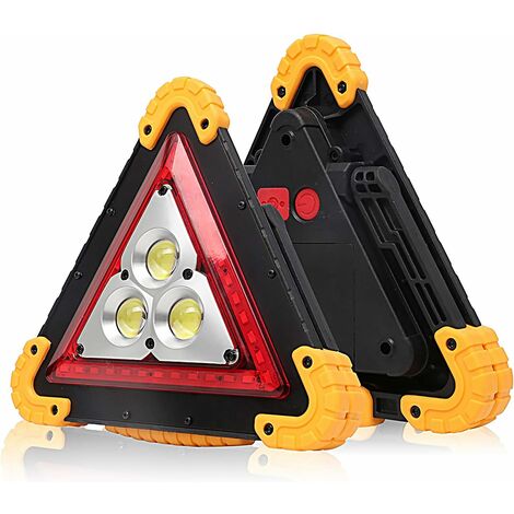 Triangles de signalisation, Voyant d'alarme de voiture à LED lampe de secours triangulaire étanche 30W 4 modes pour la réparation de voiture d'urgence assistance (pas de batterie incluse)