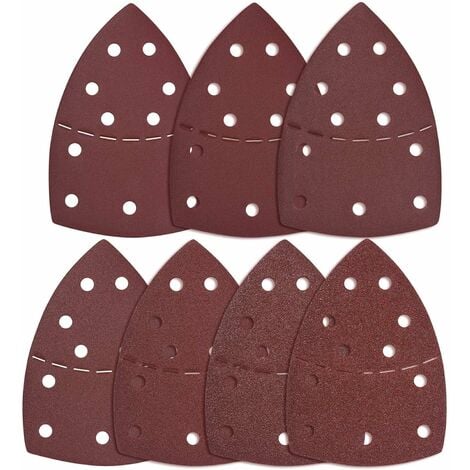 Triangles Sanding Discs, 80PCS Sandpaper, 11 Holes Sandpaper of 40/60/80/120/180/240/400, GraiSize of 125mm for Sanding Rust Removal and Polishing with Orbital Sanders