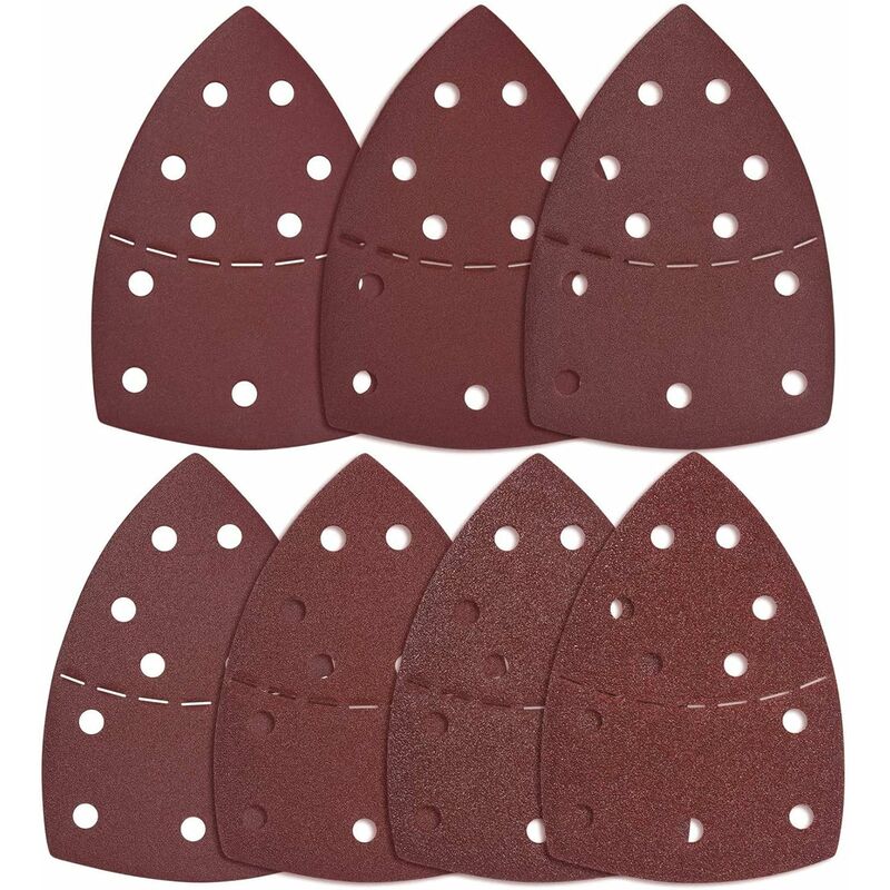 Triangles Sanding Discs, 80PCS Sandpaper, 11 Holes Sandpaper of 40/60/80/120/180/240/400, GraiSize of 125mm for Sanding Rust Removal and Polishing