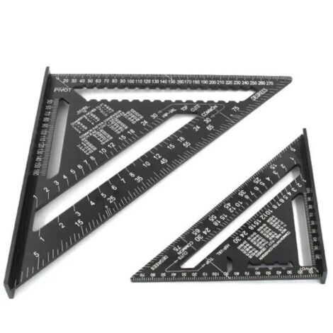 Triangular alloy ruler, Carpenter's square, Aluminum metal triangle ruler, scribing guide, 45-90 degree angle/Carpentry tool/Marking and guiding tool for woodworking