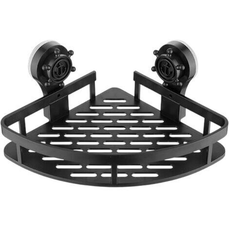 Triangular Corner Bathroom Shelf, Suction Cup Wall Mount - Stable Draining Shower Organizer for Corner