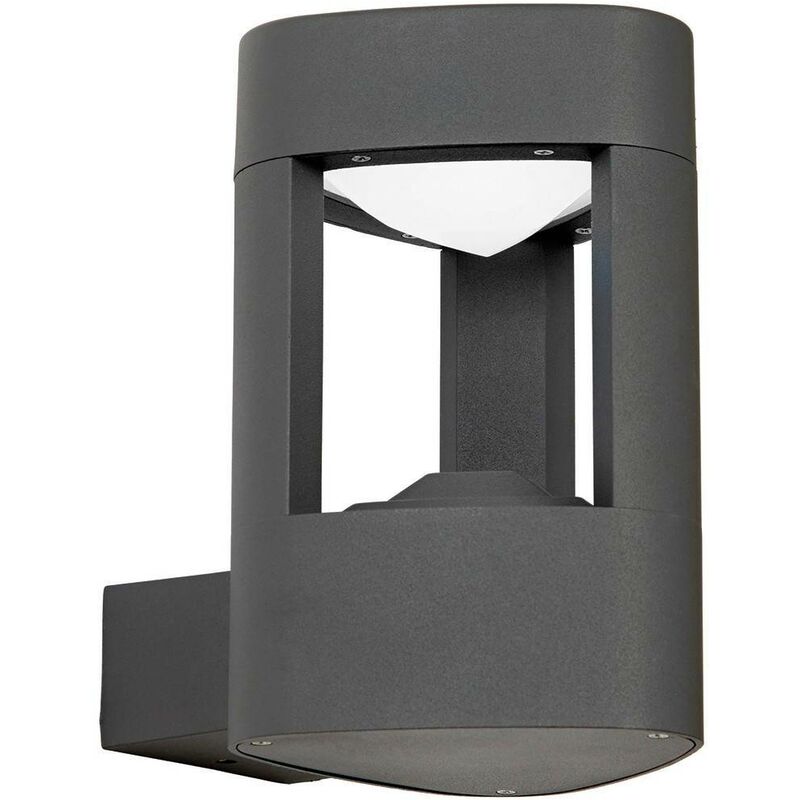Endon Tribeca - 1 Light Outdoor Wall Light Frosted Acrylic, Dark Grey Paint IP54