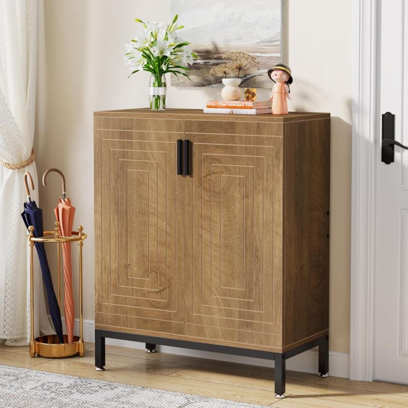 Tribesigns 5 Niveaux Armoire à Chaussures avec Portes - 20 Paires Meuble Chaussure Entree, 80x 38x 95cm, Séparateurs Réglables, pour entrée, Salon,