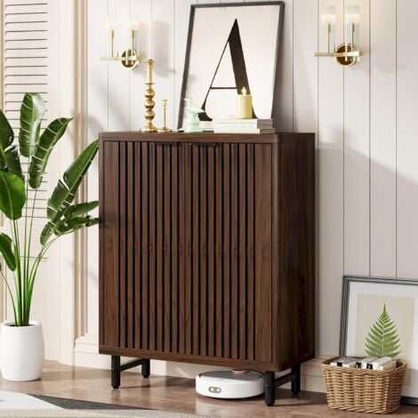 Tribesigns 6-Tier Retro Schuhschrank für Schlafzimmer Flur Wohnzimmer, 24 Paar Schuhe Lagerung mit Türen, verstellbare Regale