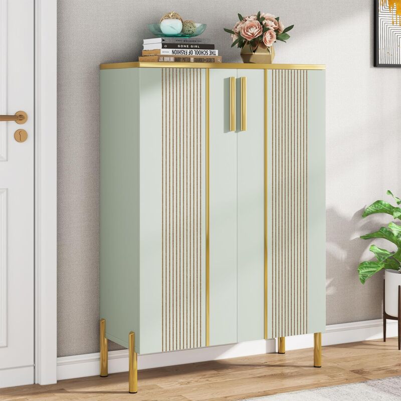 Tribesigns - Armoire à chaussures avec portes, armoire de rangement à chaussures à 6 niveaux avec étagères réglables, étagère à chaussures en bois
