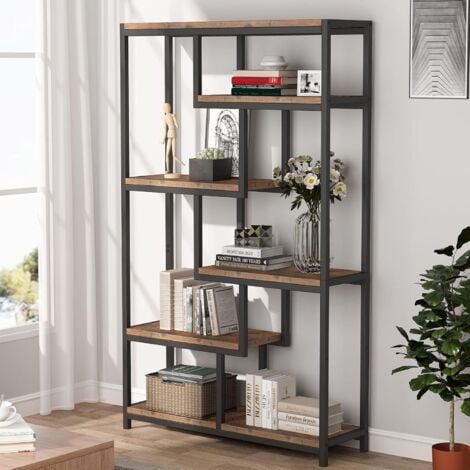 Tribesigns Bibliothèque,Étagère de 6 niveaux contemporaine,Meuble de Rangement sur Pieds,pour Salon,Bureau,Chambre,Balcon