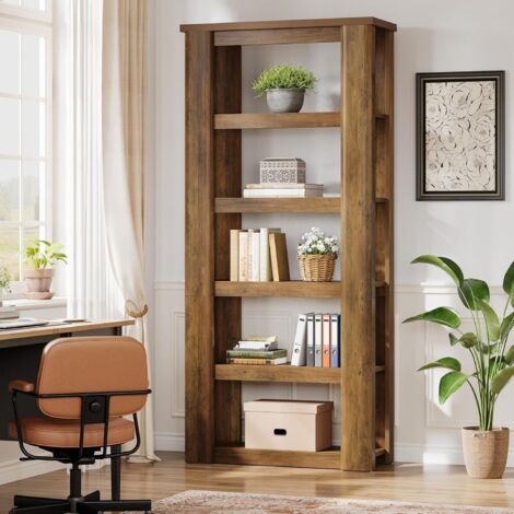 Tribesigns Bücherregal, 180 cm hohes Standregal mit 6 Ebenen, offene Ablagen, Regal für Büro, Wohnzimmer, Schlafzimmer, Arbeitszimmer, rustikales Braun