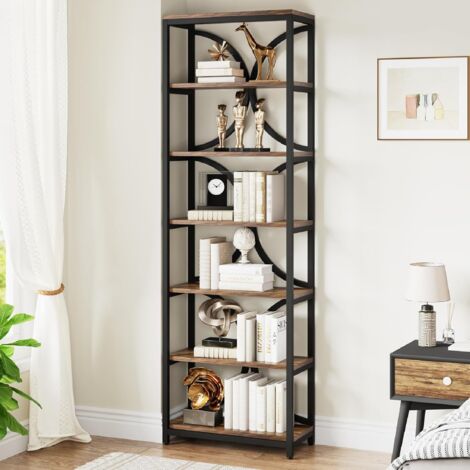 Tribesigns Bücherregal mit 6 Ebenen, 200 cm industrielles Küchenschrank mit Lagerregalen, Aufbewahrungs-Organizer für Wohnzimmer, Schlafzimmer und Home Office, Braun