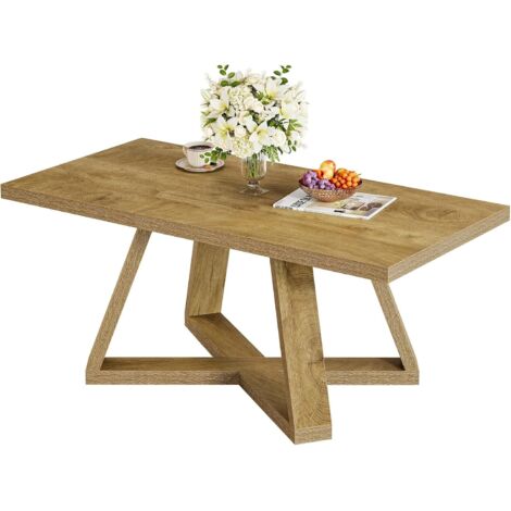 Tribesigns Coffee Table for Living Room, 120 cm Rectangle Farmhouse Coffee Table Tea Table, Wooden Center Accent Table for Bedroom Small Space Home Apartment