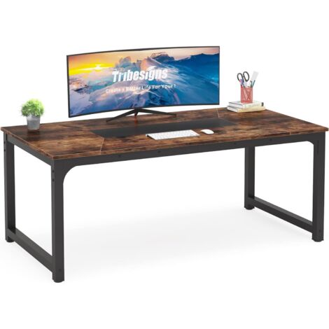 Tribesigns Escritorio para Computadora, 180 x 90 x 77 cm, Escritorio de Oficina para Estudiantes y Trabajadores, Escritorio para Juegos, Mesa de Computadora para Oficina de Estudio, Marrón Vintage