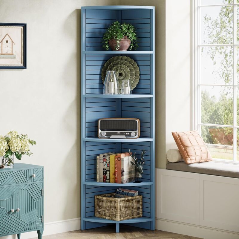 Tribesigns - tagère d'angle à 5 niveaux, 180 cm de haut, bibliothèque d'angle étroite, étagère d'angle autonome pour salon, chambre à coucher, salle