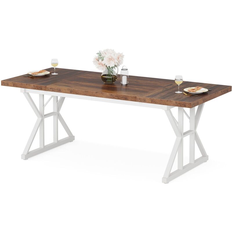 Tribesigns - Farmhouse Dining Table pour 4-6 personnes, 159 cm Table de salle à manger rectangulaire en bois, Table de cuisine rustique avec pieds en