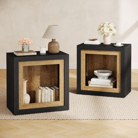 Tribesigns Lot de 2 tables d'appoint au design cadre - Table basse - Petite table rectangulaire avec espace de rangement pour le salon - Table de chevet pour petits espaces - 60 x 30 x 60 cm