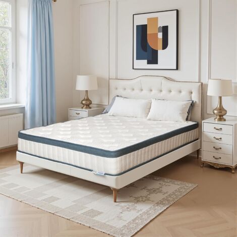 Tribesigns Matelas 120 x 200 cm, Hauteur 25 cm, Matelas à Ressorts ensachés, dureté Moyenne H3, Matelas orthopédique 7 Zones certifié Oeko-TEX, Matelas à Ressorts avec Mousse à mémoire de Forme