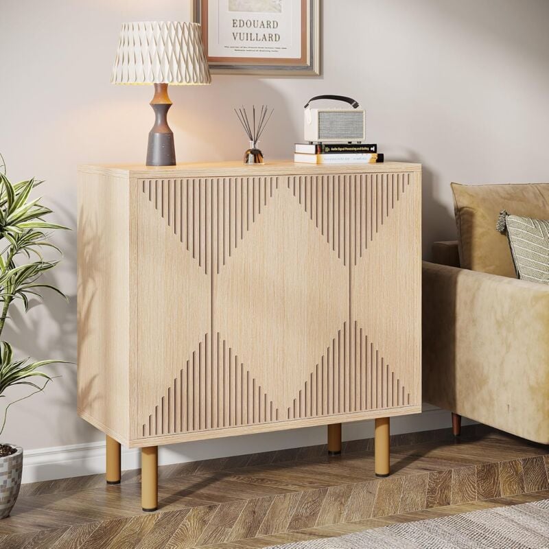Tribesigns - Meuble de Rangement, Buffet en Bois, Armoire Buffet, Armoire de Sol avec Portes, Armoire d'appoint pour Salon, Couloir, Salle à Manger,