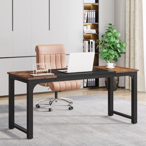 Tribesigns Modern Computer Desk, 160 cm Large Office Desk Computer Table Study Writing Desk Workstation for Home Office, Rustic/Black