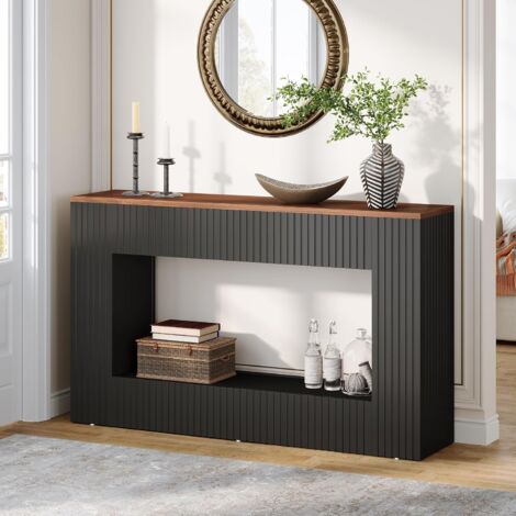 Tribesigns Moderner Konsolentisch, 140 x 30 x 85 cm, Flurtisch, Flur Möbel, Schmaler Sofatisch mit Lagerung, Sofatisch aus Holz für Eingang, Flur, Wohnzimmer, Schwarz