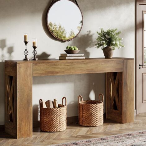 Tribesigns 70.9-Inch Extra Long Console Table, Rustic Wooden Sofa Table ...