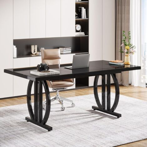 Tribesigns Scrivania per computer da ufficio da 160 cm, grande scrivania per computer con gambe in metallo resistente, moderna e semplice, scrivania per laptop, studio, scrivania da lavoro, mobili per