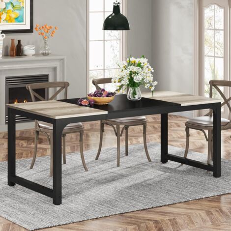 Table Rectangulaire Bois + 6 Chaises – Salle à Manger – Avec Rallonge
