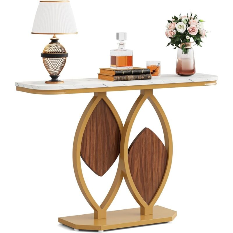 Tribesigns - Table console aspect marbre - Table d'entrée étroite - Table d'appoint pour salon, couloir, chambre à coucher, entrée - 105 x 30 x 80 cm