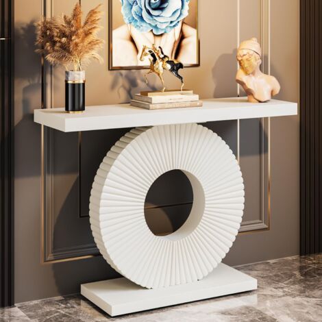 Table Console Blanche – Pin Massif, 100x35x75 Cm (neuve Sous Emballage)