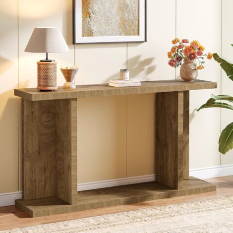 Tribesigns Table Console Longue de 140 cm, Table d'Appoint Étroite en Bois Derrière le Canapé, Meuble d'Entrée de Style Ferme pour Salon, Couloir