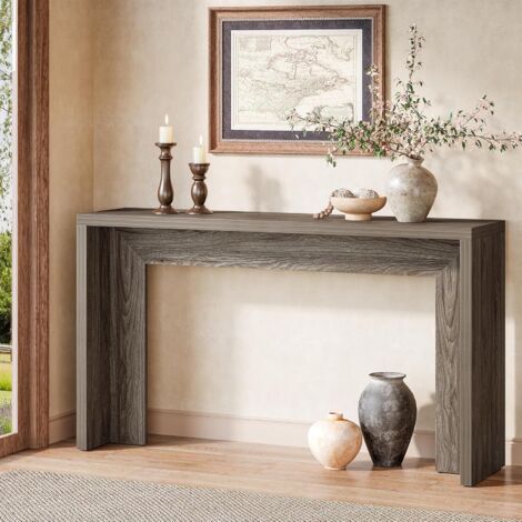 Tribesigns Table console style ferme, 140 cm – Table d’appoint en bois avec rangement pour entrée, hall, couloir ou salon, montage facile