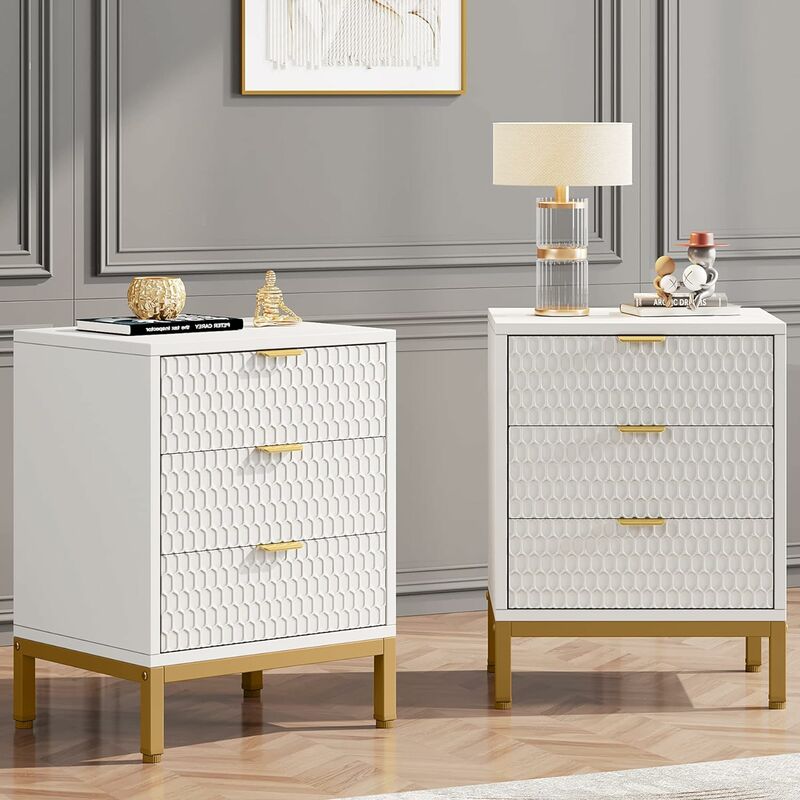 Tribesigns - Table de Chevet Moderne de 65,5 cm de Haut avec 3 tiroirs, Table d'appoint contemporaine avec Rangement pour Chambre à Coucher, Salon,
