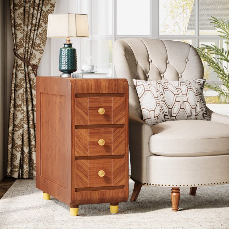 Tribesigns Table de nuit avec tiroirs, table de nuit fine avec rangement, table de chevet avec tiroir, table de nuit fine pour petits espaces,